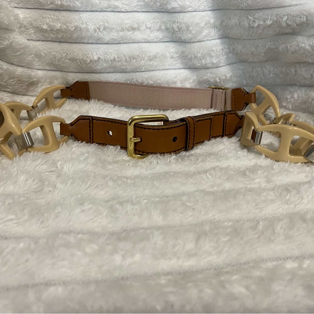 Prada Tan and Gold Women's Belt